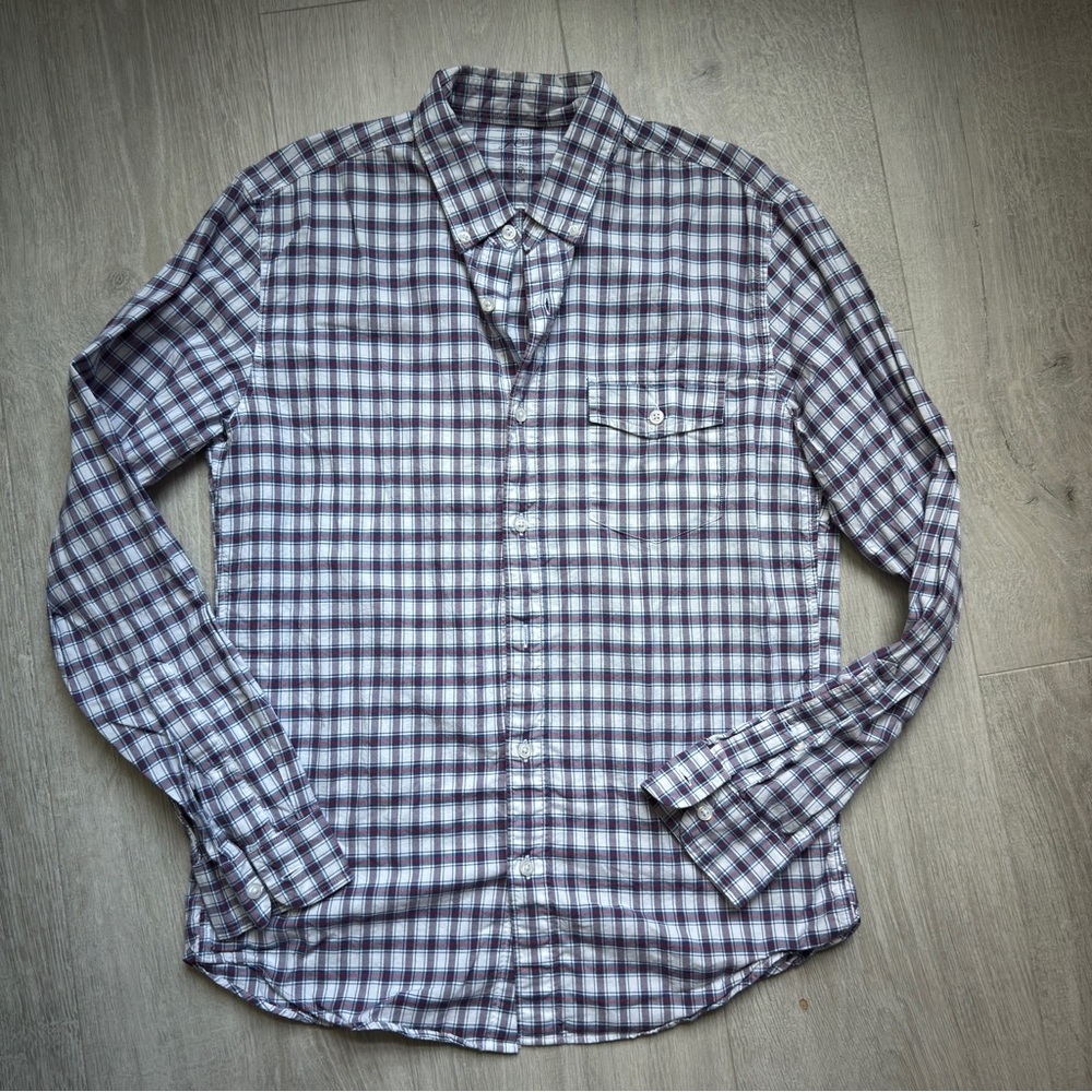 J. Crew Blue, Red and White Casual Button Down Shirt
